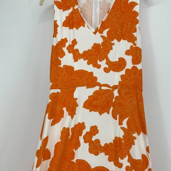 Tanya Taylor Orange white Paisley fitted  dress 0 - Picture 6 of 12